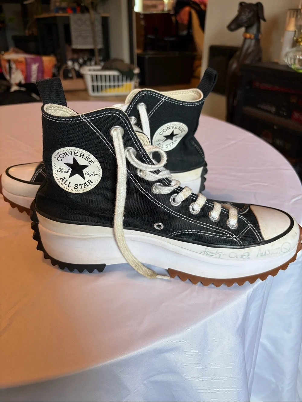 Converse Black and Cream Platform High-Top Sneakers